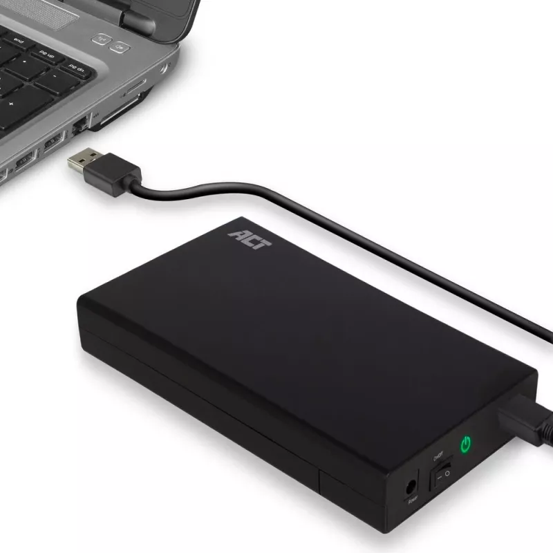 ACT AC1405 3,5 collu SATA HDD/SSD ārējais korpuss, USB 3.2 Gen1, bezskrūvju montāža, melns