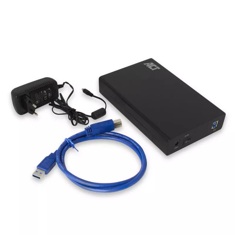 ACT AC1405 3,5 collu SATA HDD/SSD ārējais korpuss, USB 3.2 Gen1, bezskrūvju montāža, melns