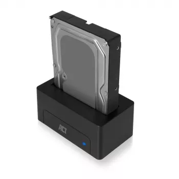 ACT 2.5 collu/3.5 collu SATA HDD/SSD dokstacija USB 3.2 Gen1 Melna