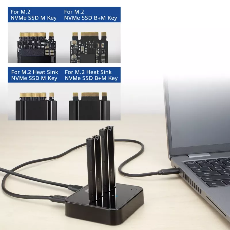ACT M.2 NVMe/PCIe divu SSD doku klonēšanas stacija, USB-C 3.2 Gen2
