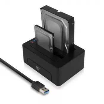 ACT AC1504 2.5 un 3.5 collu SATA HDD/SSD divu disku dokstacija, USB 3.2 Gen1