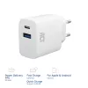 ACT AC2122 USB-C & USB-A lādētājs 20W ar Power Delivery PPS, Quick Charge, GaNFast