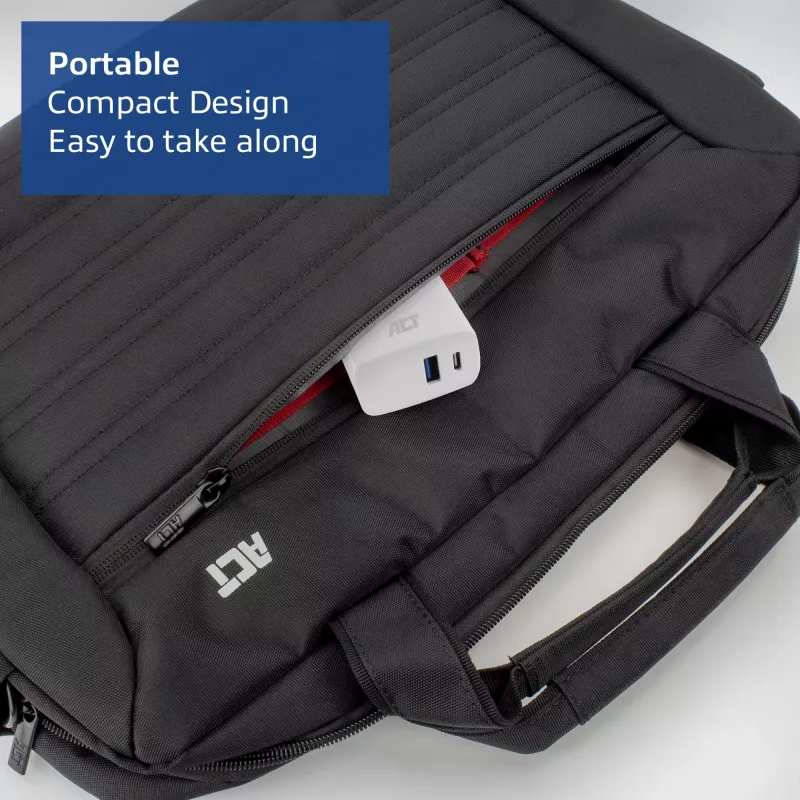ACT AC2122 USB-C & USB-A lādētājs 20W ar Power Delivery PPS, Quick Charge, GaNFast