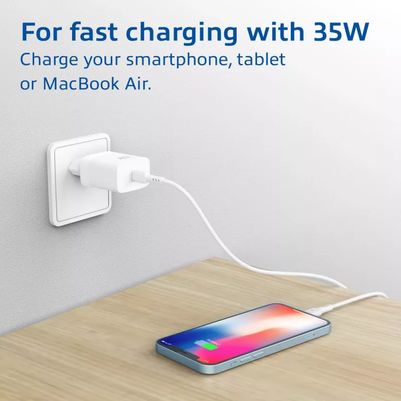 USB-C lādētājs ACT 35W Power Delivery PPS GaNFast universāls