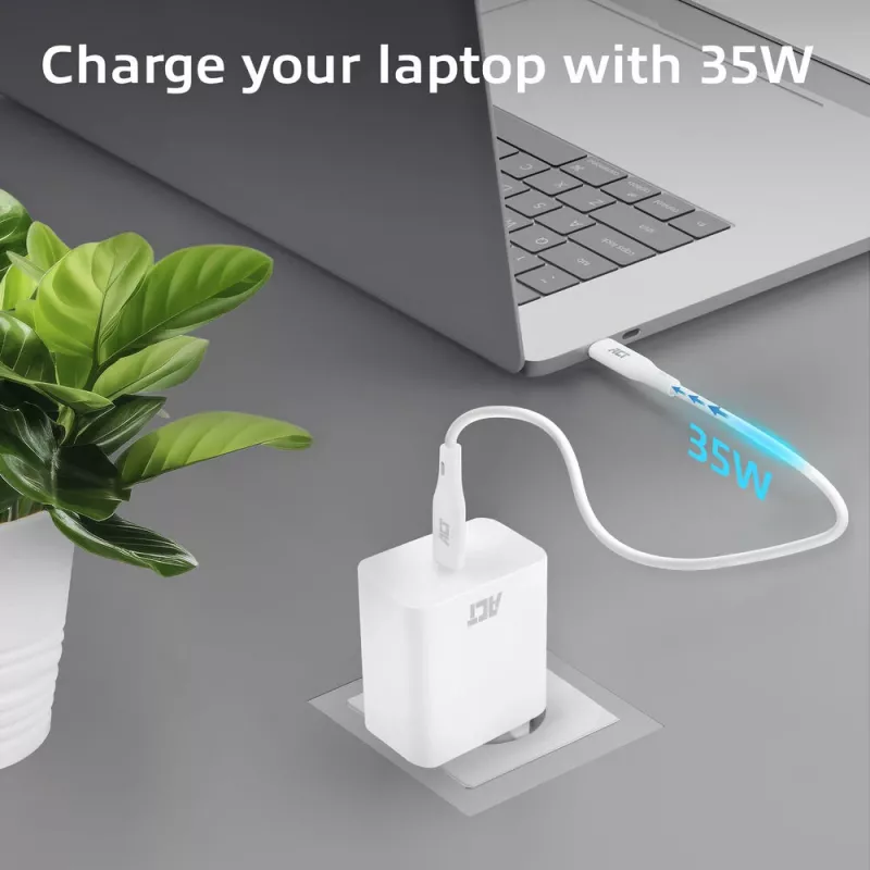 USB-C lādētājs ACT 35W Power Delivery PPS GaNFast universāls
