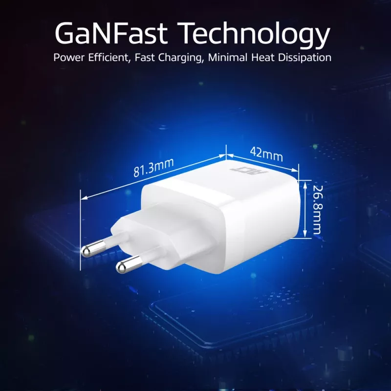 USB-C lādētājs ACT 35W Power Delivery PPS GaNFast universāls