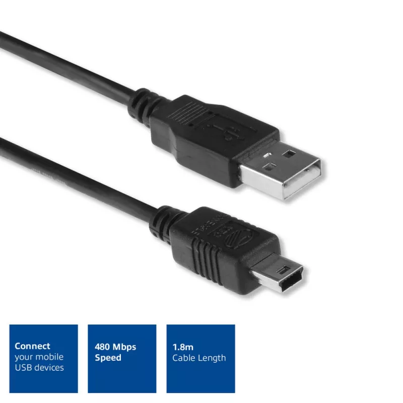 ACT USB 2.0 savienojuma kabelis A vīrišķais - mini B vīrišķais 1,8 m