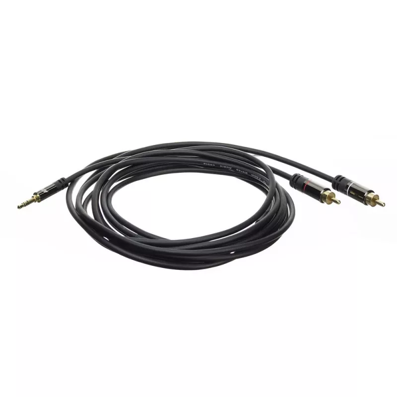 Audio kabelis ACT AC3605 1.5m 3.5mm uz 2 x RCA Melns