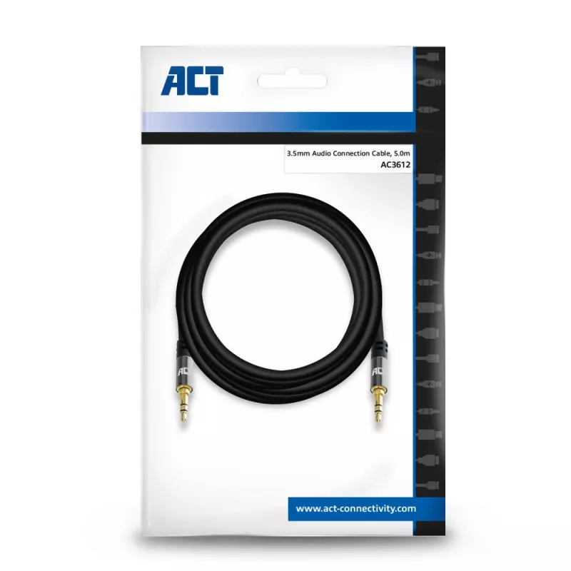 ACT 5 metri augstas kvalitātes stereo audio savienojuma kabelis 3.5 mm ligzda vīrišķais - vīrišķais
