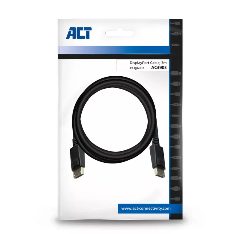 ACT DisplayPort kabelis 3 m vīriešu - vīriešu