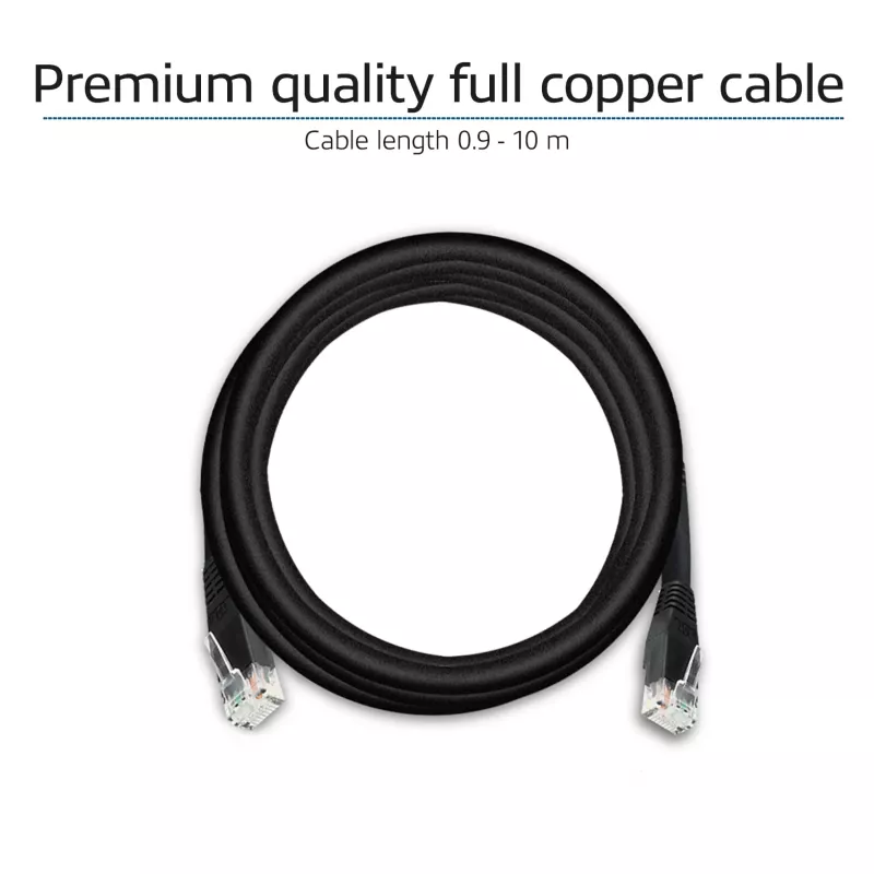 ACT Black 15,0 metru U/UTP CAT6 savienojuma kabelis ar RJ45 savienotājiem