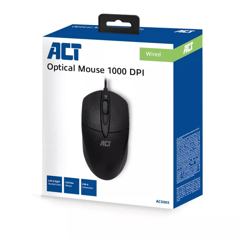 ACT AC5005 vadu optiskā pele, 1000 DPI, USB