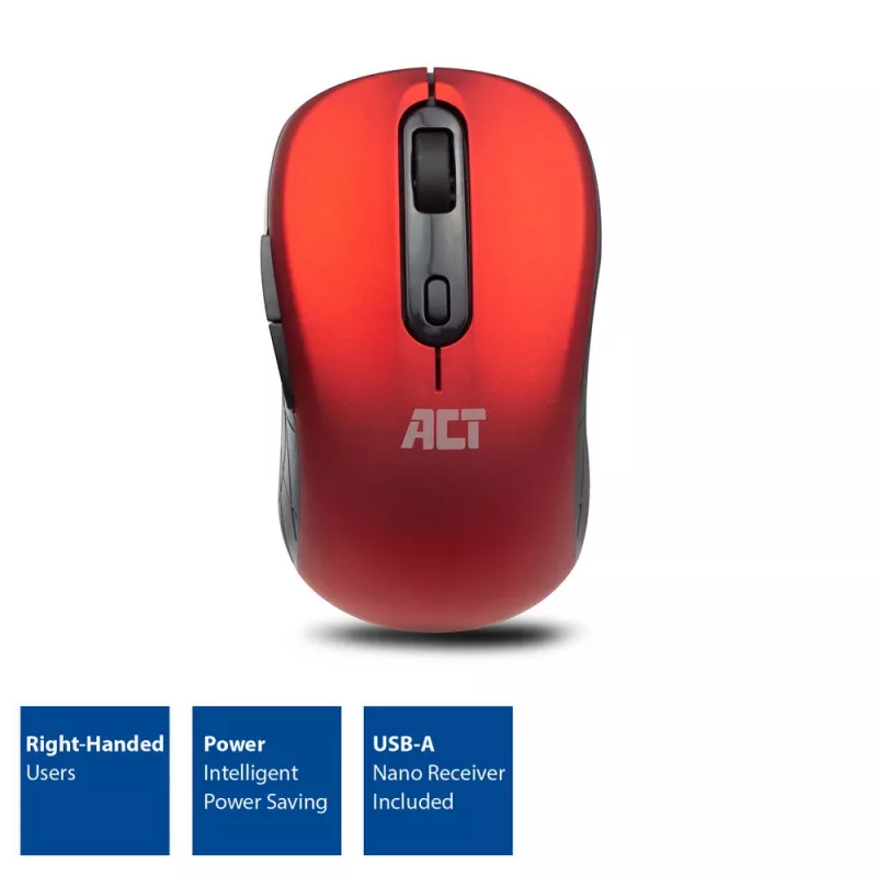 ACT Bezvadu pele 1600 DPI labās rokas optiskā RF sarkanā