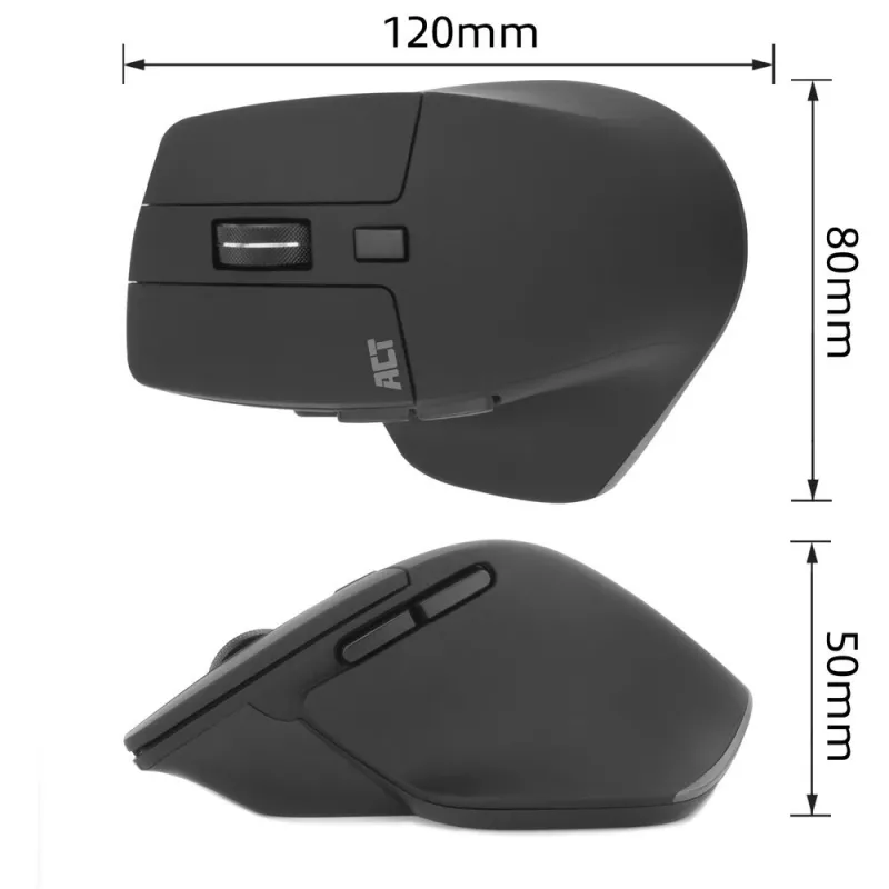 ACT AC5146 bezvadu pele ar Bluetooth un USB-A uztvērēju, 2400 DPI, klusiem klikšķiem, videi draudzīga