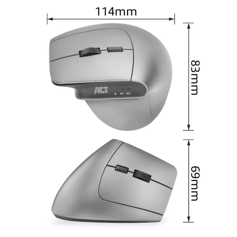 ACT AC5155 Bezvadu Ergonomic Pelīte ar Bluetooth un USB-C/USB-A uztvērēju