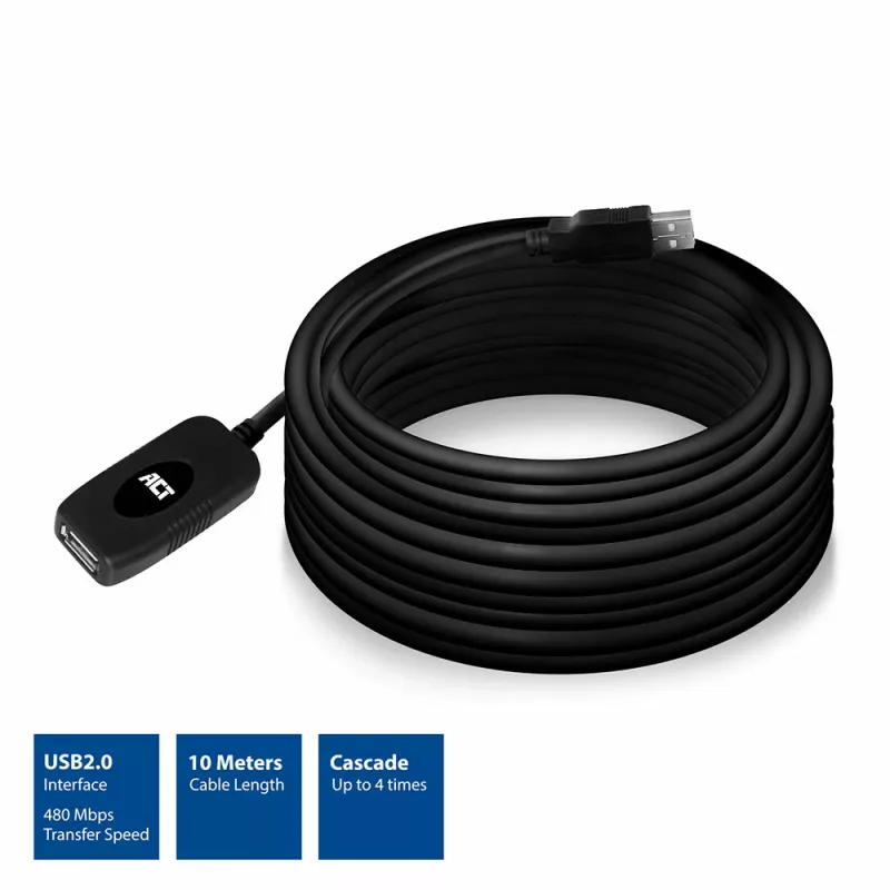 USB 2.0 pagarinātājs ACT AC6010 10 metri