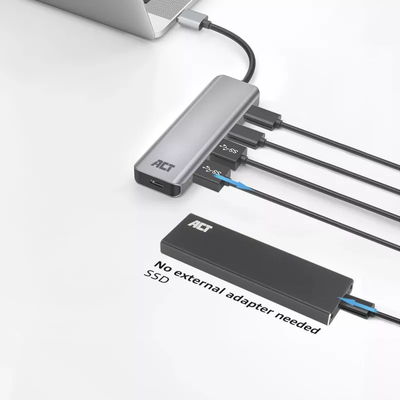 USB centrmezgls ACT AC6125 3.2 Gen 1 Type-A 5000 Mbit/s Pelēks