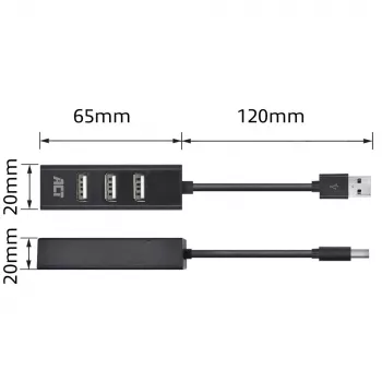 USB Hubs ACT AC6205 2.0 480 Mbit/s Melns 0.12m