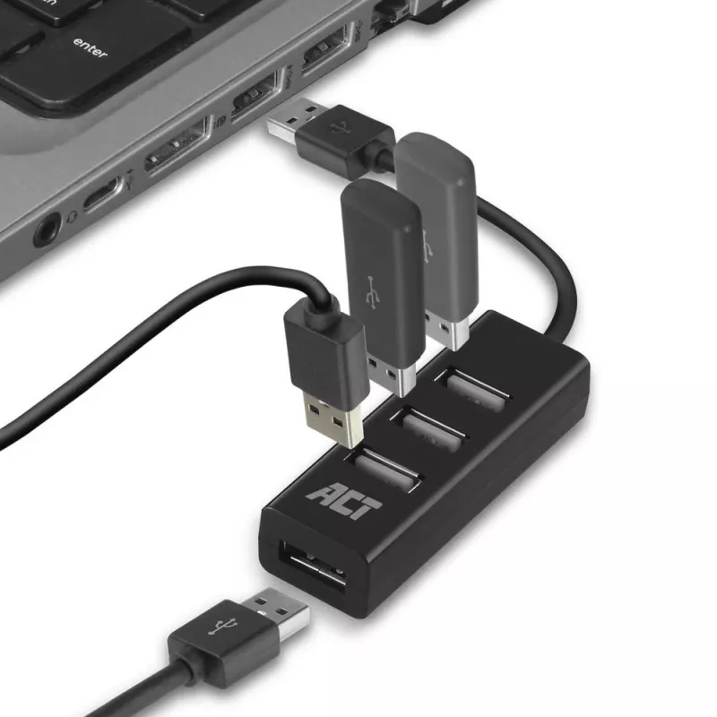 USB Hubs ACT AC6205 2.0 480 Mbit/s Melns 0.12m