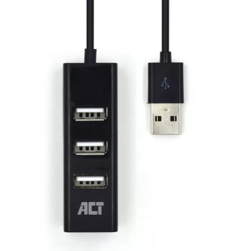 USB Hubs ACT AC6205 2.0 480 Mbit/s Melns 0.12m