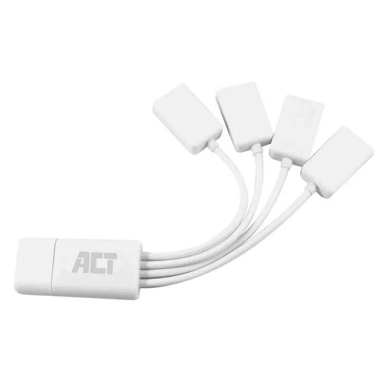 ACT USB centrmezgls 4 porti USB-A elastīgs USB 3.2 Gen 1 Balts 480 Mbit/s