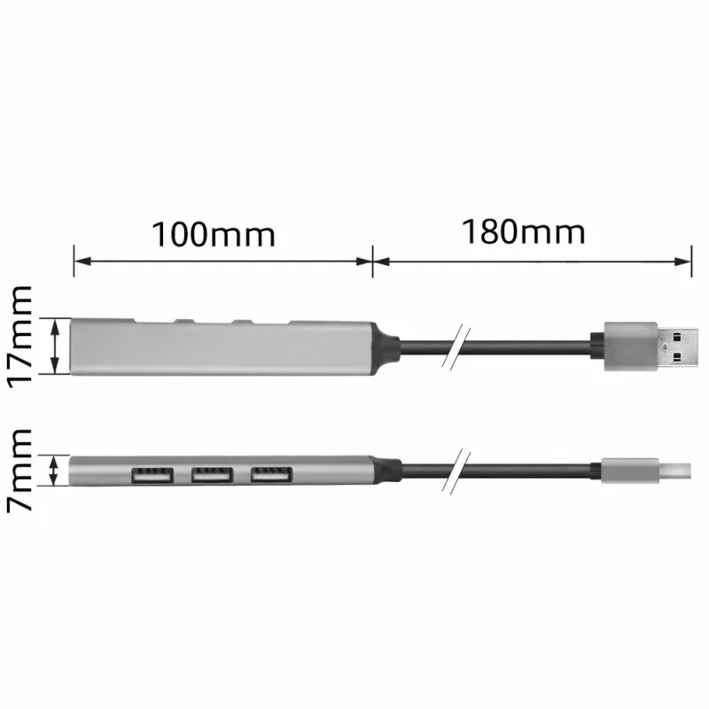 ACT AC6225 USB 2.0 Hub 480 Mbit/s Pelēks Alumīnijs