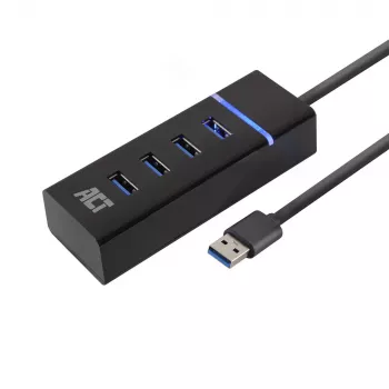 ACT AC6300 USB 3.2 Gen 1 Hubs 4 portu Type-A 5000 Mbit/s Melns