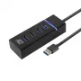 ACT AC6300 USB 3.2 Gen 1 Hubs 4 portu Type-A 5000 Mbit/s Melns