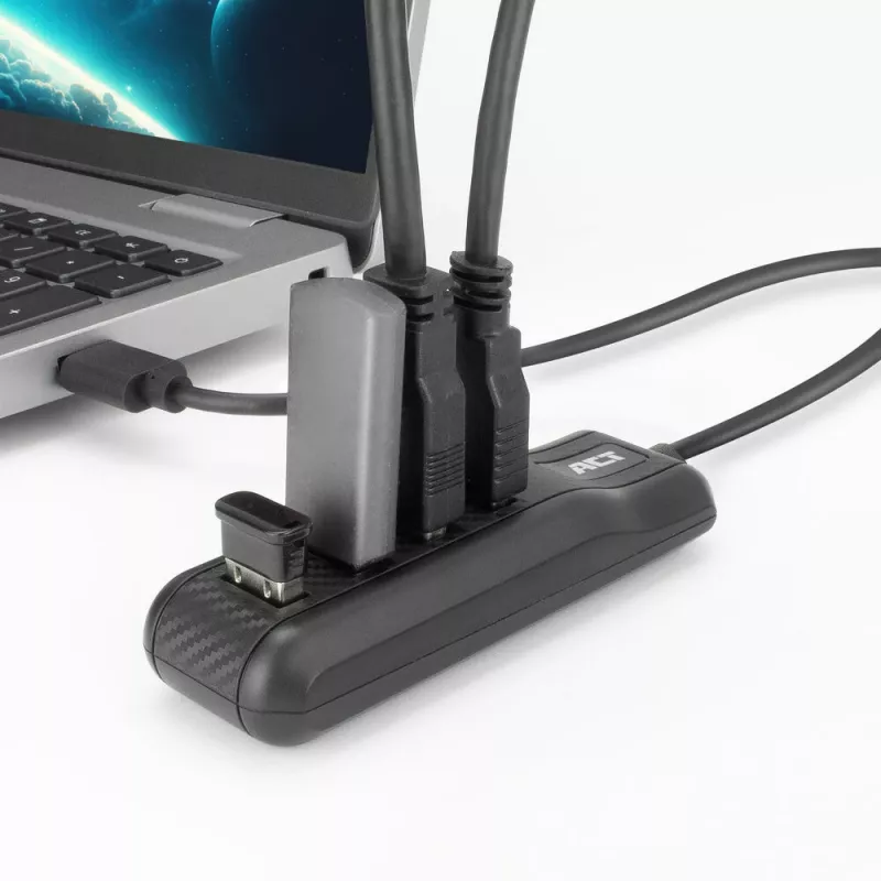 ACT AC6320 USB 3.2 Gen 1 centrmezgls ar 4 USB-A portiem, 5 Gbps, melns