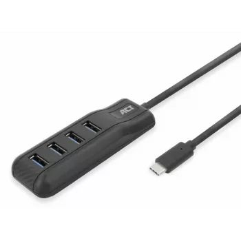 ACT AC6420 USB-C centrmezgls 4× USB-A 3.2 Gen 1 5 Gbit/s melns