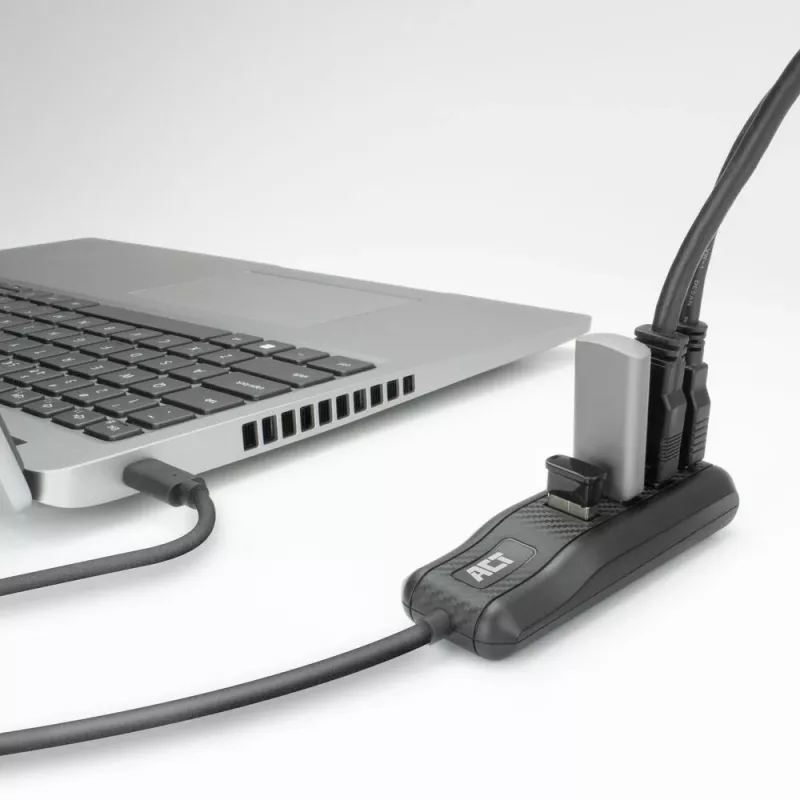 ACT AC6420 USB-C centrmezgls 4× USB-A 3.2 Gen 1 5 Gbit/s melns