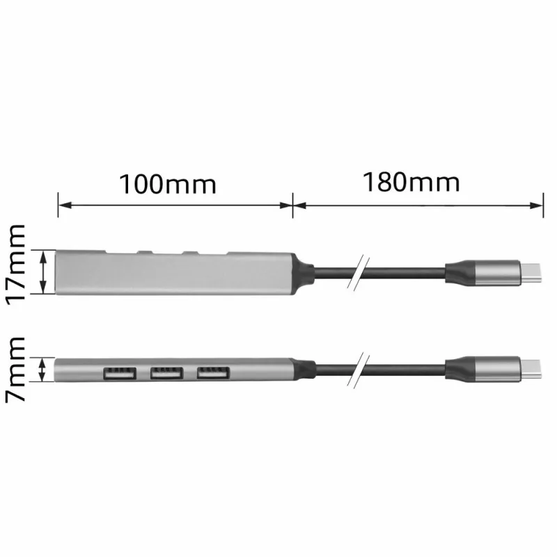 USB Hubs ACT AC6425 Type-C 5000 Mbit/s Alumīnija Pelēks