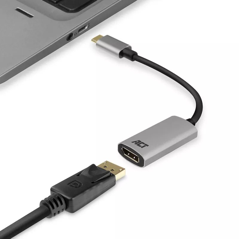 ACT AC7030 USB-C uz DisplayPort adapteris, 4K @ 60Hz, alumīnija korpuss