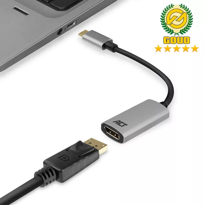 ACT AC7030 USB-C uz DisplayPort adapteris, 4K @ 60Hz, alumīnija korpuss