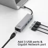 USB-C centrmezgls ACT AC7055 3x USB-A Gigabit Ethernet