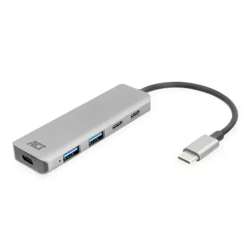 ACT AC7072 USB 3.2 Gen 1 Type-C Hub 5000 Mbit/s Melns Pelēks