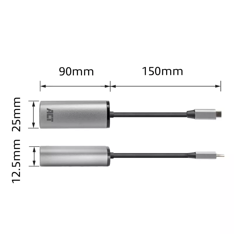USB Hubs ACT AC7081 Type-C 2500 Mbit/s Alumīnijs