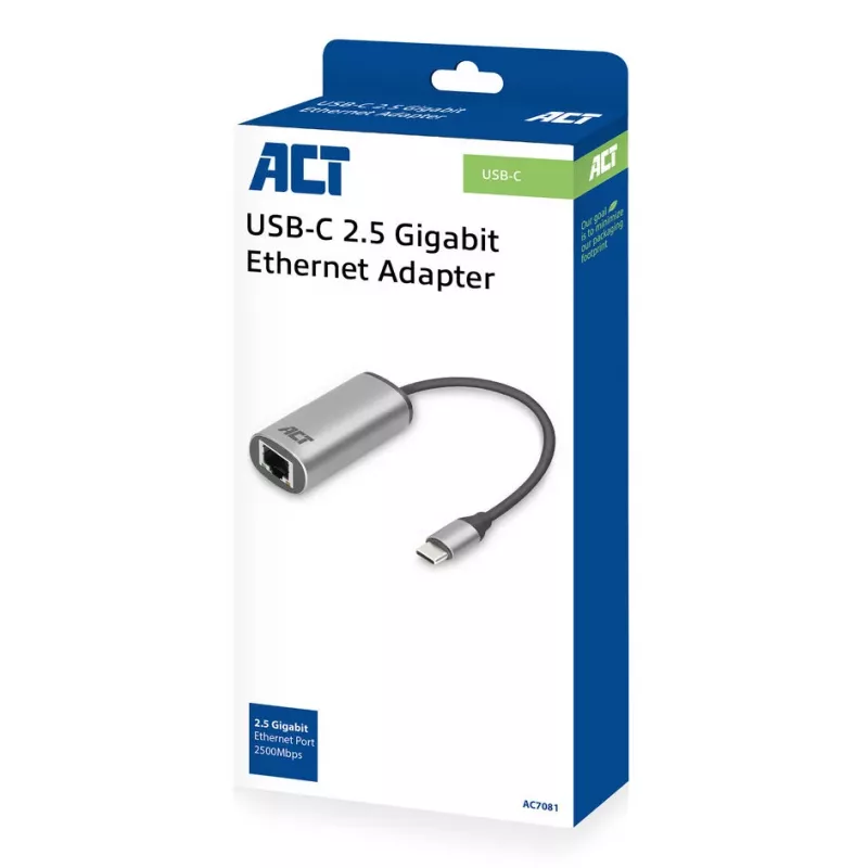 USB Hubs ACT AC7081 Type-C 2500 Mbit/s Alumīnijs