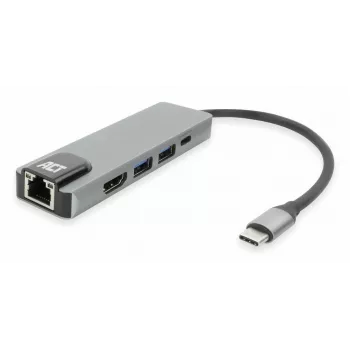 ACT USB-C 4K dokstacija 1 HDMI monitorim, Ethernet, USB-A, PD caurvade