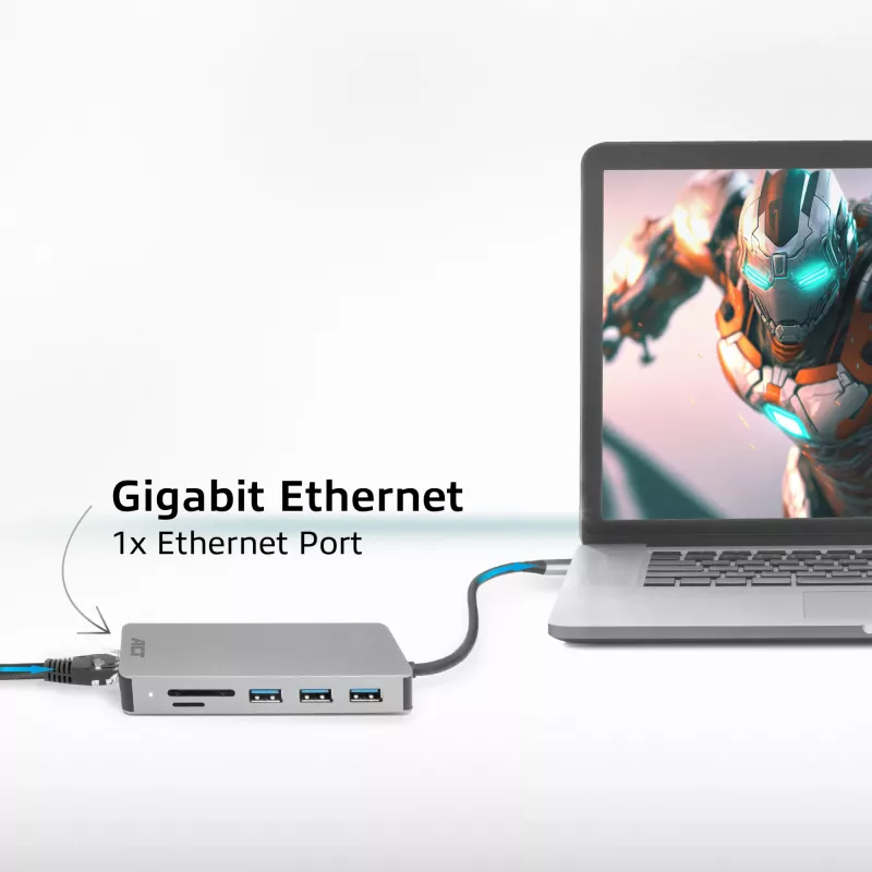 ACT AC7092 USB-C 4K HDMI Ethernet USB-A Card Reader dokstacija
