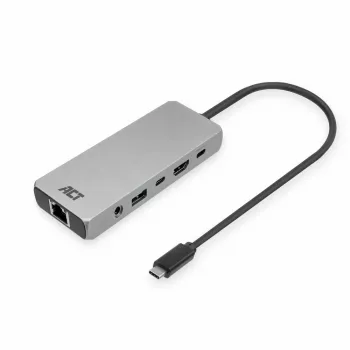 ACT USB-C 4K / 8K 30Hz dokstacija 1 HDMI monitoram, 2.5 Gigabit ethernet, USB-C 10Gbps, USB-A 10Gbps, 3.5mm audio, PD caurlaide