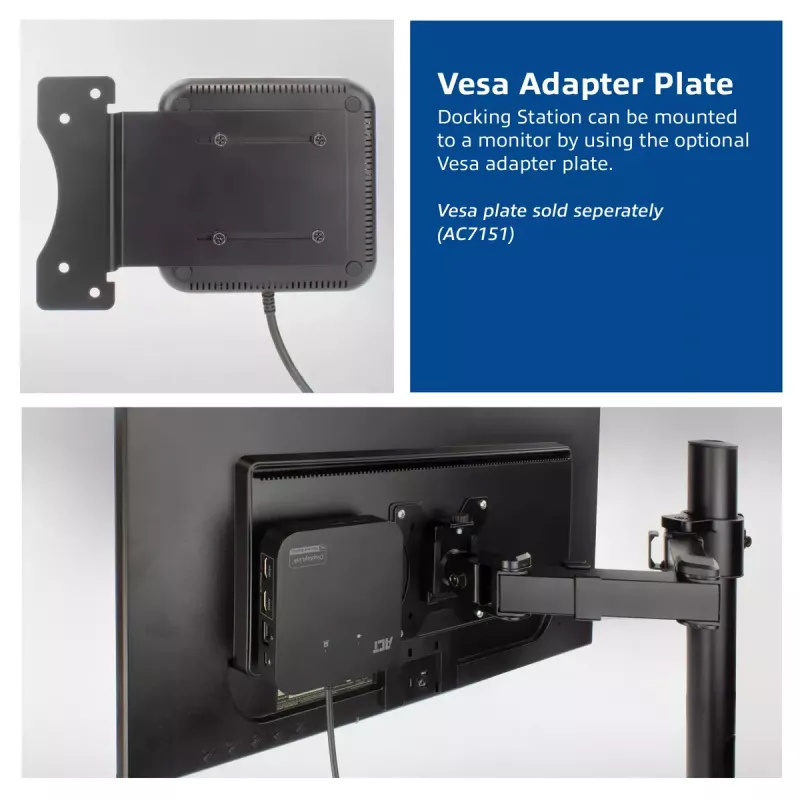 ACT Universāla USB-C Docking stacija 4K, 2x HDMI/DisplayPort, DisplayLink, kompakts dizains
