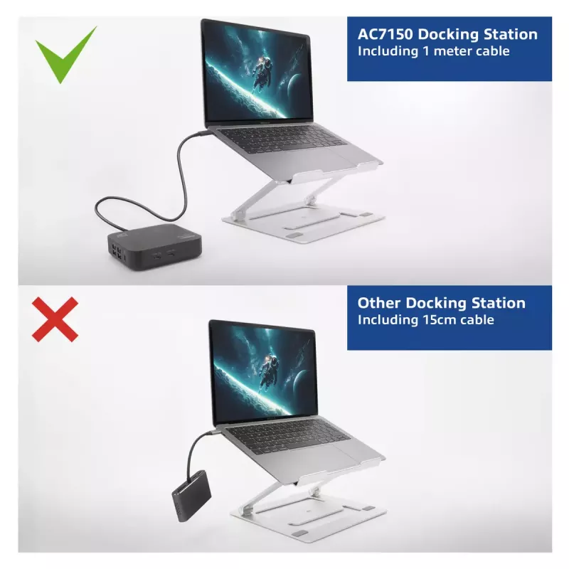 ACT Universāla USB-C Docking stacija 4K, 2x HDMI/DisplayPort, DisplayLink, kompakts dizains