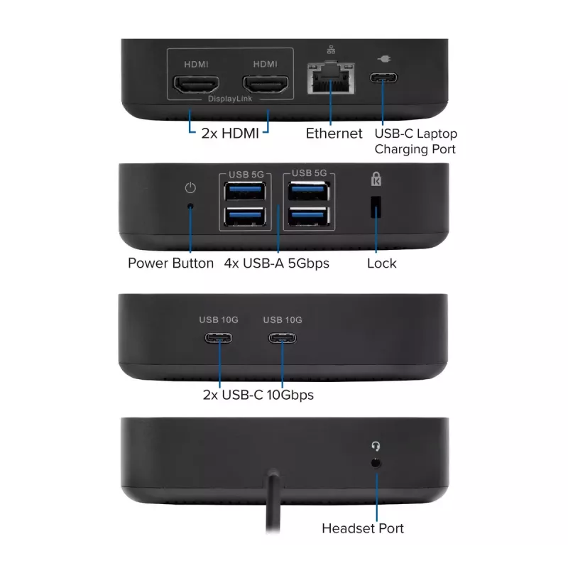 ACT Universāla USB-C Docking stacija 4K, 2x HDMI/DisplayPort, DisplayLink, kompakts dizains