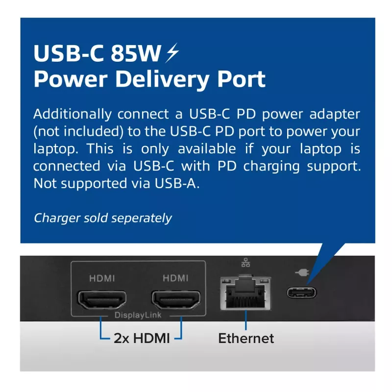 ACT Universāla USB-C Docking stacija 4K, 2x HDMI/DisplayPort, DisplayLink, kompakts dizains