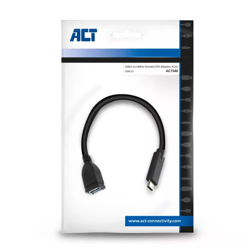 ACT USB 3.0 kabelis OTG USB-C vīriešu uz USB-A sieviešu 0.2m 5 Gbit/s