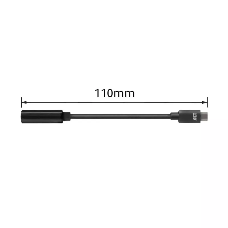Audio kabelis ACT AC7380 0.11 m 3,5 mm ligzda USB-C spraudnis melns