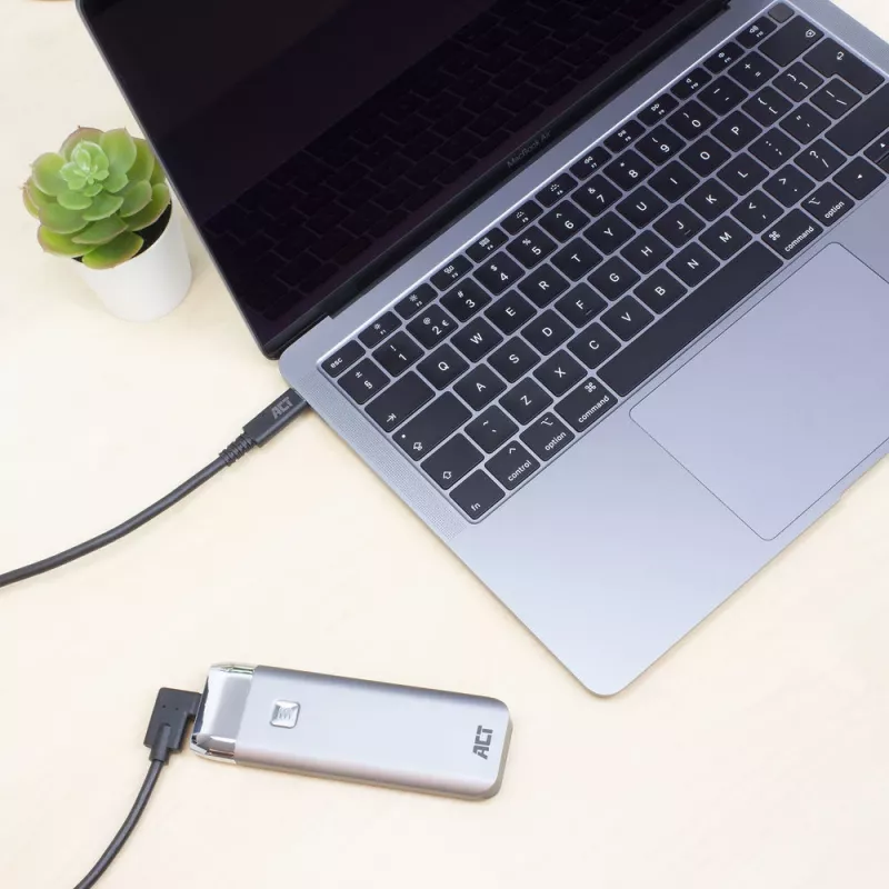 ACT USB 3.0 leņķa USB-C kabelis 2 m 5 Gbit/s Melns