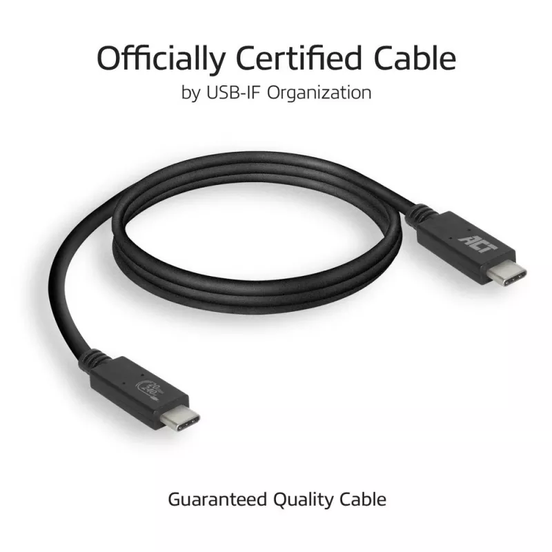 ACT USB4 20Gbps kabelis, USB-C, USB-IF sertificēts, 1 m