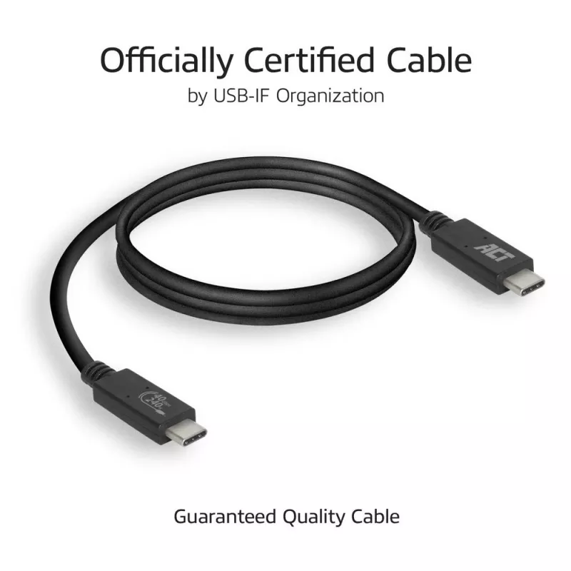 ACT USB4® 40Gbps 240W USB Type-C® kabelis, USB-IF sertificēts, 0.8 m